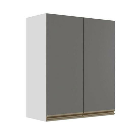 Módulo Armário Aéreo 88x70x34cm 2 Portas 100% MDF Cozinha Modulada Gold J Robel Branco/Cinza Matte