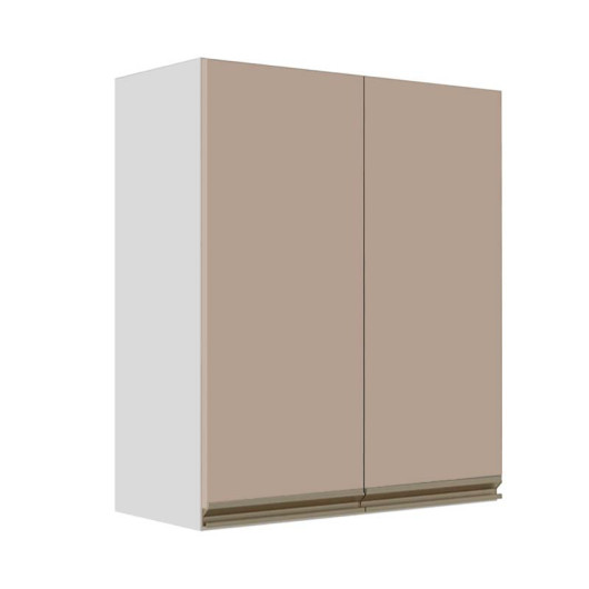 Módulo Armário Aéreo 88x70x34cm 2 Portas 100% MDF Cozinha Modulada Gold J Robel Branco/Fendi Matte