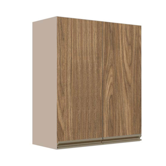 Módulo Armário Aéreo 88x70x34cm 2 Portas 100% MDF Cozinha Modulada Gold J Robel Fendi/Amendoeira BP