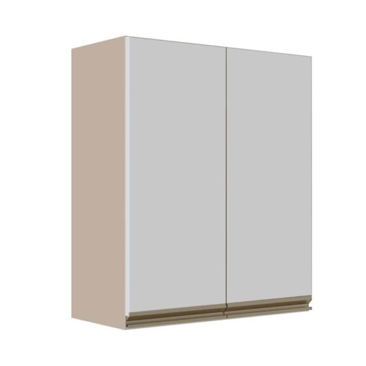 Módulo Armário Aéreo 88x70x34cm 2 Portas 100% MDF Cozinha Modulada Gold J Robel Fendi/Branco Matte