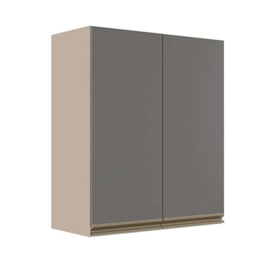 Módulo Armário Aéreo 88x70x34cm 2 Portas 100% MDF Cozinha Modulada Gold J Robel Fendi/Cinza Matte