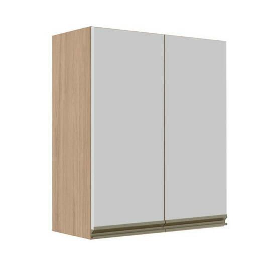 Módulo Armário Aéreo 88x70x34cm 2 Portas 100% MDF Cozinha Modulada Gold J Robel Hanover/Branco Matte