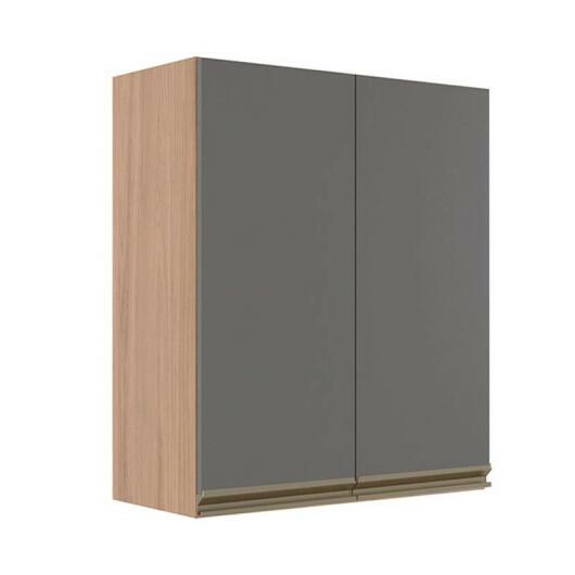 Módulo Armário Aéreo 88x70x34cm 2 Portas 100% MDF Cozinha Modulada Gold J Robel Hanover/Cinza Matte