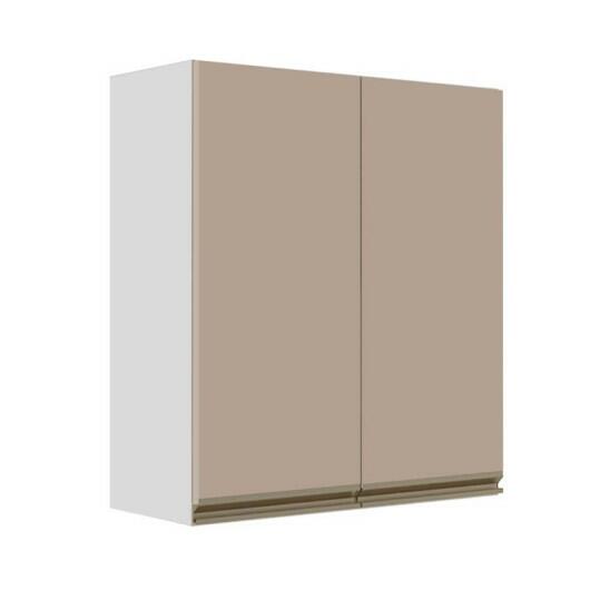 Módulo Armário Aéreo 88x80x34cm 2 Portas 100% MDF Cozinha Modulada Gold J Robel Branco/Fendi Matte