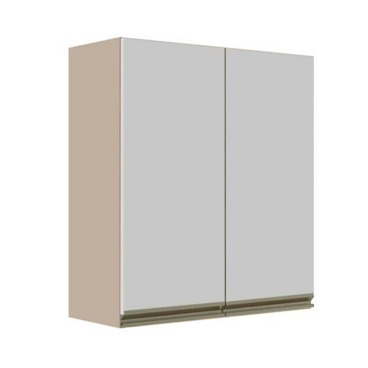 Módulo Armário Aéreo 88x80x34cm 2 Portas 100% MDF Cozinha Modulada Gold J Robel Fendi/Branco Matte