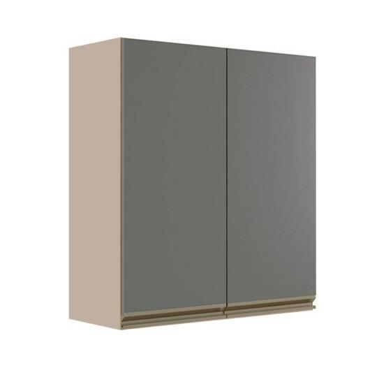 Módulo Armário Aéreo 88x80x34cm 2 Portas 100% MDF Cozinha Modulada Gold J Robel Fendi/Cinza Matte