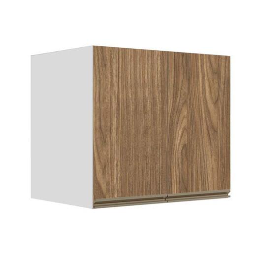 Módulo Armário Aéreo 68x80x56cm 2 Portas 100% MDF Cozinha Modulada Gold J Robel Branco/Amendoeira BP