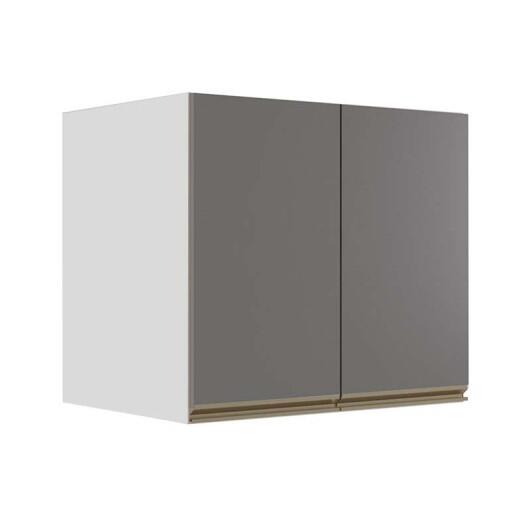 Módulo Armário Aéreo 68x80x56cm 2 Portas 100% MDF Cozinha Modulada Gold J Robel Branco/Cinza Matte