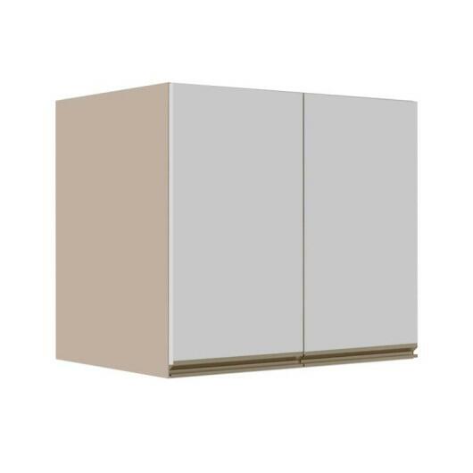 Módulo Armário Aéreo 68x80x56cm 2 Portas 100% MDF Cozinha Modulada Gold J Robel Fendi/Branco Matte