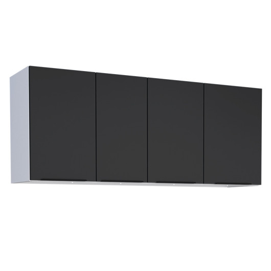 Armário Aéreo de Aço 4 Portas 134x55x34cm Cozinha Júpiter 140 Cozimax Preto