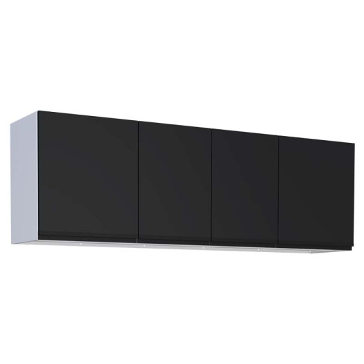 Armário Aéreo Aço 4 Portas 195x55x32cm Cozinha Gaia 200 Cozimax Preto
