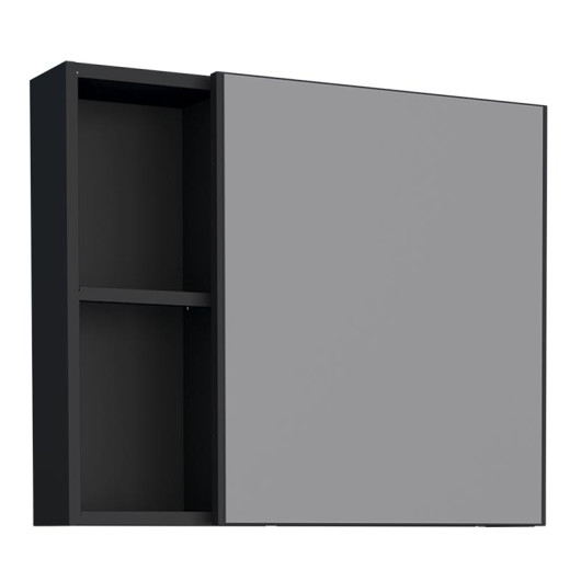 Espelho Para Banheiro de Aço 1 Porta 60x51x14cm Ameixa 60 Cozimax Preto