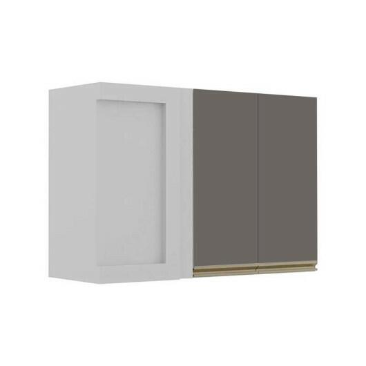 Módulo Armário Aéreo 68x100x34cm Canto Reto 100% MDF Cozinha Modulada Gold J Robel Branco/Cinza Matte