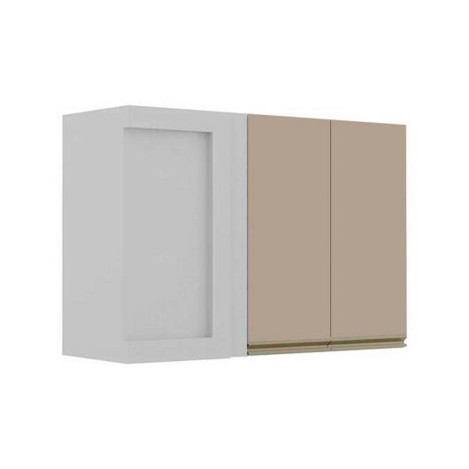 Módulo Armário Aéreo 68x100x34cm Canto Reto 100% MDF Cozinha Modulada Gold J Robel Branco/Fendi Matte