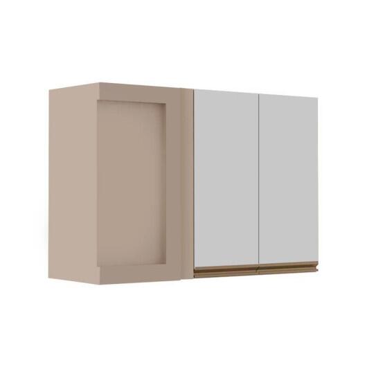 Módulo Armário Aéreo 68x100x34cm Canto Reto 100% MDF Cozinha Modulada Gold J Robel Fendi/Branco Matte