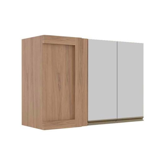 Módulo Armário Aéreo 68x100x34cm Canto Reto 100% MDF Cozinha Modulada Gold J Robel Hanover/Branco Matte