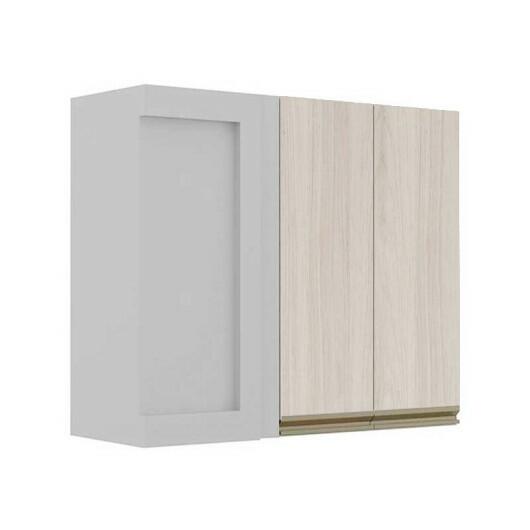 Módulo Armário Aéreo 88x100x34cm Canto Reto 100% MDF Cozinha Modulada Gold J Robel Branco/Aspen