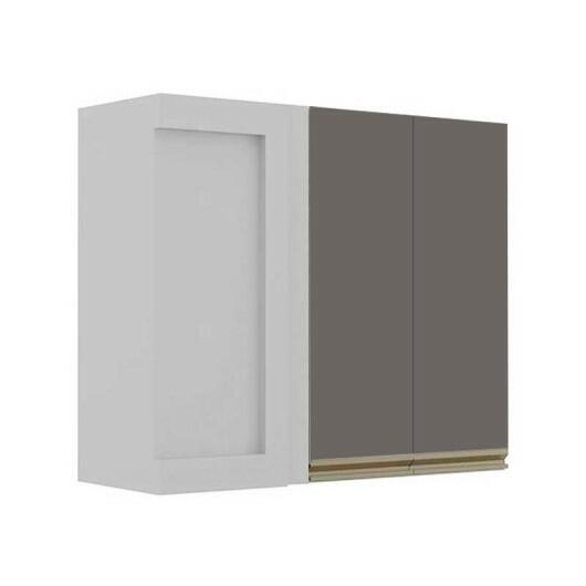 Módulo Armário Aéreo 88x100x34cm Canto Reto 100% MDF Cozinha Modulada Gold J Robel Branco/Cinza Matte