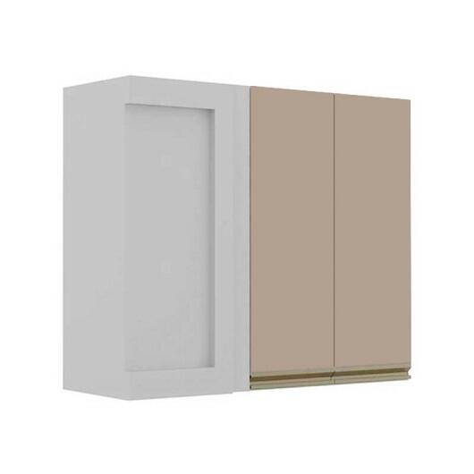 Módulo Armário Aéreo 88x100x34cm Canto Reto 100% MDF Cozinha Modulada Gold J Robel Branco/Fendi Matte