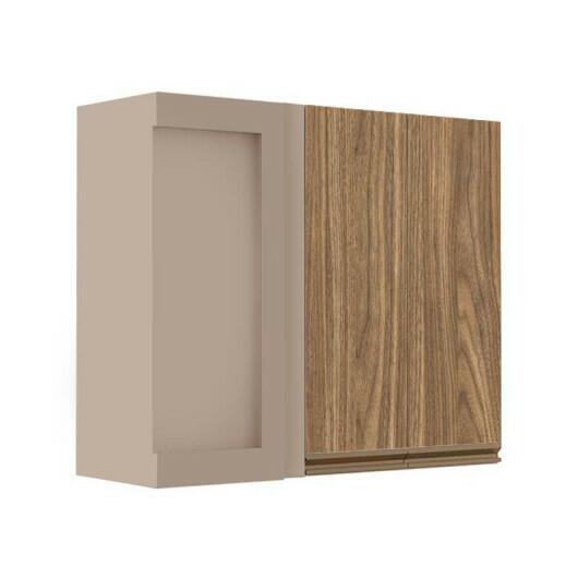 Módulo Armário Aéreo 88x100x34cm Canto Reto 100% MDF Cozinha Modulada Gold J Robel Fendi/Amendoeira BP
