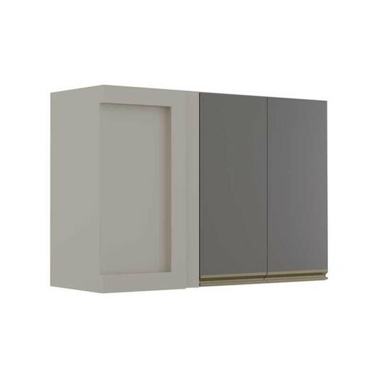 Módulo Armário Aéreo 68x100 Canto Reto Direito 100% MDF Cozinha Modulada Gold Robel Fendi/Cinza
