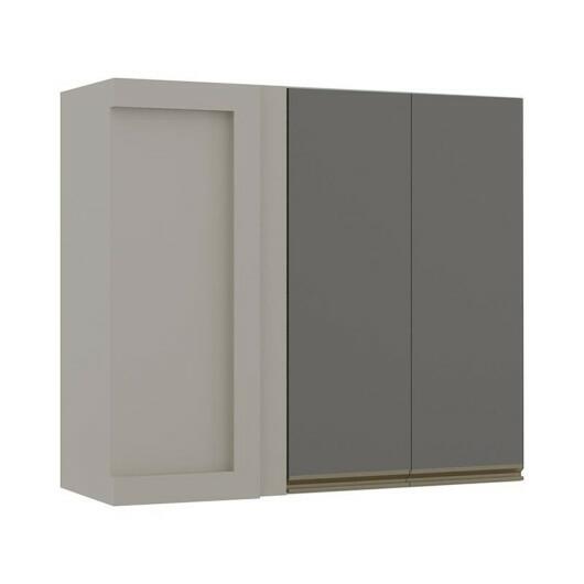 Módulo Armário Aéreo 88x100 Canto Reto Direito 100% MDF Cozinha Modulada Gold Robel Fendi/Cinza