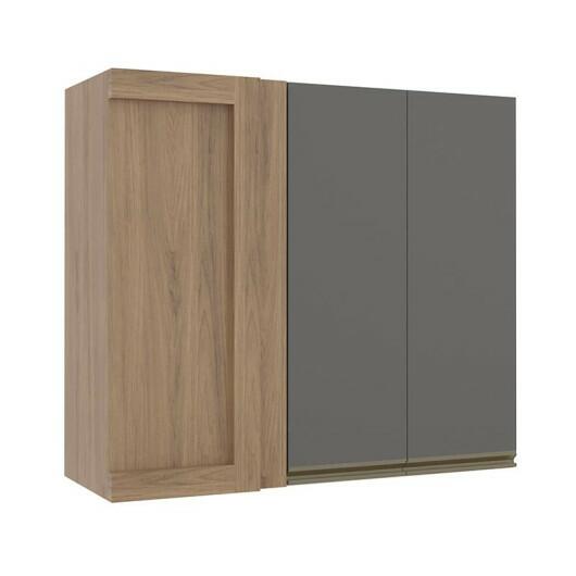 Módulo Armário Aéreo 88x100 Canto Reto Direito 100% MDF Cozinha Modulada Gold Robel Hanover/Cinza