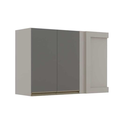 Módulo Armário Aéreo 68x100 Canto Reto Esquerdo 100% MDF Cozinha Modulada Gold Robel Fendi/Cinza