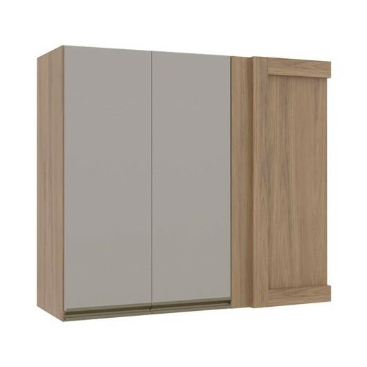 Módulo Armário Aéreo 88x100 Canto Reto Esquerdo 100% MDF Cozinha Modulada Gold Robel Hanover/Fendi