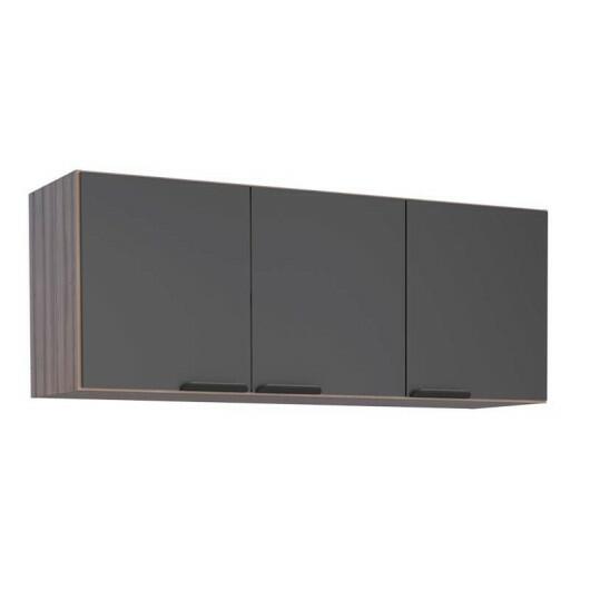 Armário Aéreo Madeira 3 Portas 120cm Flamingo Cozimax Preto/Tamarindo