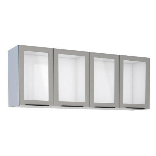 Armário Aéreo de Cozinha Aço 4 Portas Vidro Juno/Apolo 150 Cozimax Cinza Argila