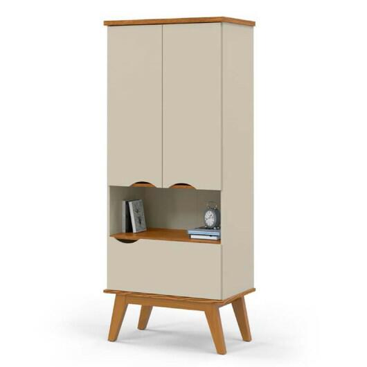 Livreiro Armário 3 Portas 68cm Prism Patrimar Off White/Cumaru