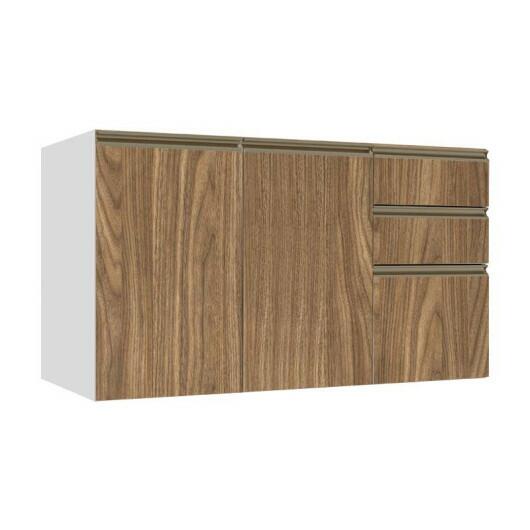 Módulo Balcão 120cm 3 Gavetas 2 Portas 100% MDF Cozinha Modulada Gold J Robel Branco/Amendoeira BP Módulo Balcão 120cm 3 Gavetas 2 Portas 100% MDF Cozinha Modulada Gold J Robel Branco/Amendoeira BP