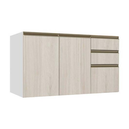 Módulo Balcão 120cm 3 Gavetas 2 Portas 100% MDF Cozinha Modulada Gold J Robel Branco/Aspen Módulo Balcão 120cm 3 Gavetas 2 Portas 100% MDF Cozinha Modulada Gold J Robel Branco/Aspen