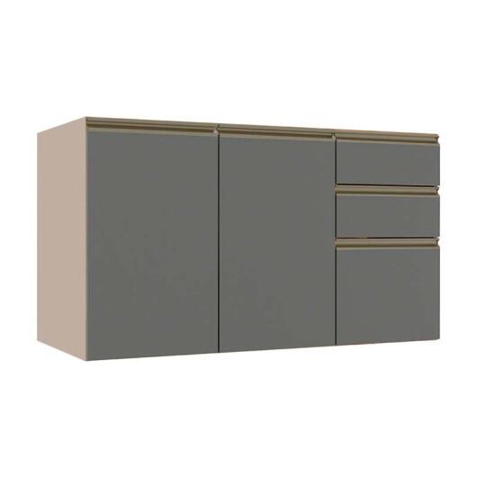 Módulo Balcão 120cm 3 Gavetas 2 Portas 100% MDF Cozinha Modulada Gold J Robel Fendi/Cinza Matte