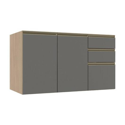 Módulo Balcão 120cm 3 Gavetas 100% MDF Cozinha Modulada Gold Robel Hanover/Cinza