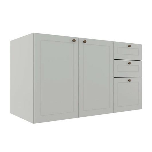 Módulo Balcao 120cm 3 Gavetas 2 Portas 100% MDF Cozinha Modulada Provence Robel Branco/Branco Matte