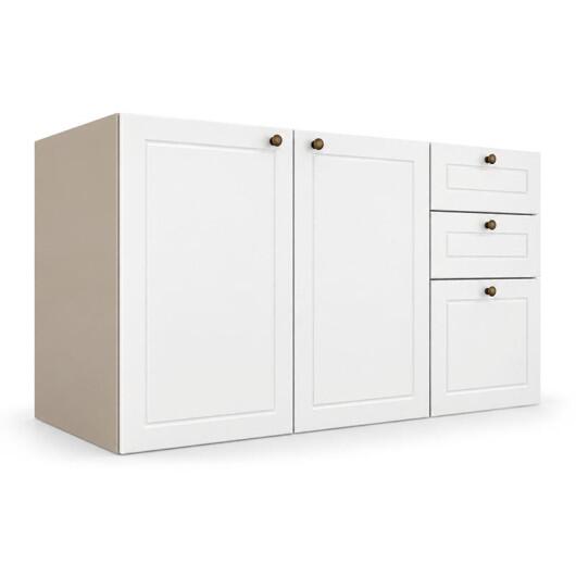Módulo Balcão 120x68x56cm 3 Gavetas 2 Portas 100% MDF Cozinha Provence Robel Fendi/Branco Matte