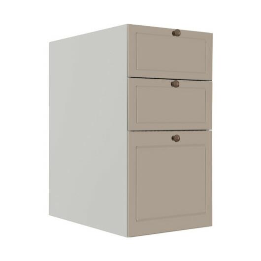 Módulo Balcao 35cm 3 Gavetas 100% MDF Cozinha Modulada Provence Robel Branco/Fendi Matte