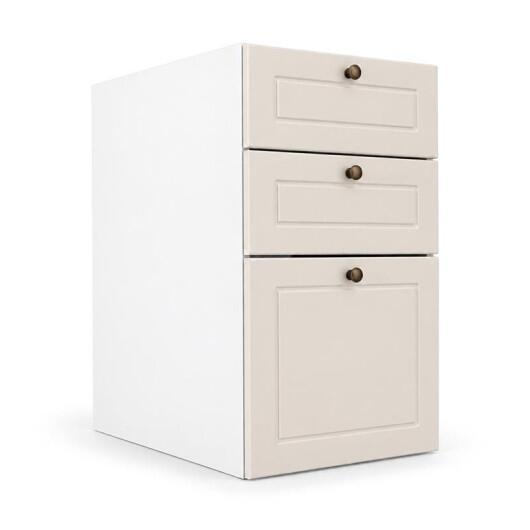 Módulo Balcao 35x68x56cm 3 Gavetas 100% MDF Cozinha Provence Robel Branco/Off White Matte