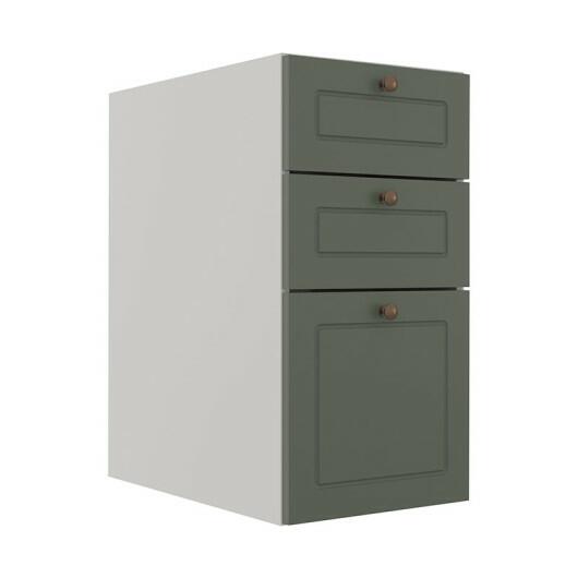 Módulo Balcao 35cm 3 Gavetas 100% MDF Cozinha Modulada Provence Robel Branco/Salvia Matte