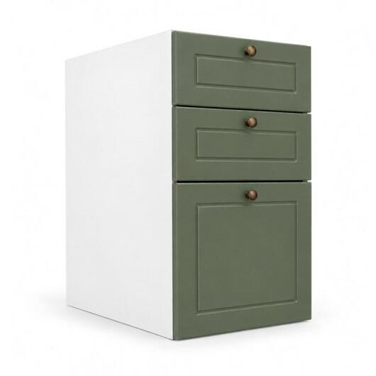 Módulo Balcao 35x68x56cm 3 Gavetas 100% MDF Cozinha Provence Robel Branco/Salvia Matte