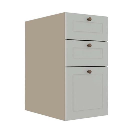 Módulo Balcao 35cm 3 Gavetas 100% MDF Cozinha Modulada Provence Robel Fendi/Branco Matte