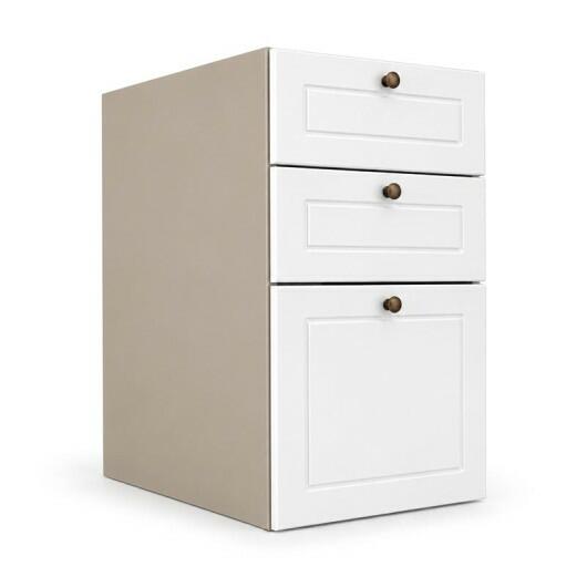 Módulo Balcao 35x68x56cm 3 Gavetas 100% MDF Cozinha Provence Robel Fendi/Branco Matte
