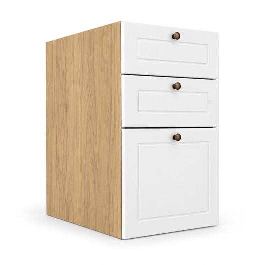 Módulo Balcao 35x68x56cm 3 Gavetas 100% MDF Cozinha Provence Robel Hanover/Branco Matte