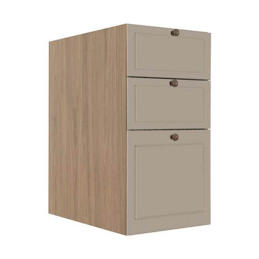 Módulo Balcao 35cm 3 Gavetas 100% MDF Cozinha Modulada Provence Robel Hanover/Fendi Matte