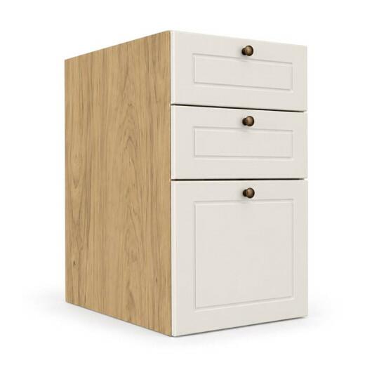 Módulo Balcao 35x68x56cm 3 Gavetas 100% MDF Cozinha Provence Robel Hanover/Off White Matte
