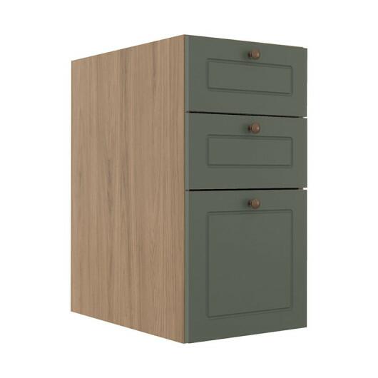 Módulo Balcao 35cm 3 Gavetas 100% MDF Cozinha Modulada Provence Robel Hanover/Salvia Matte