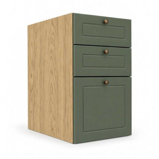 Módulo Balcao 35x68x56cm 3 Gavetas 100% MDF Cozinha Provence Robel Hanover/Salvia Matte