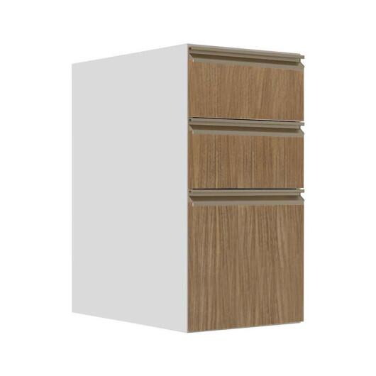Módulo Balcão 35cm 3 Gavetas 100% MDF Cozinha Modulada Gold J Robel Branco/Amendoeira BP